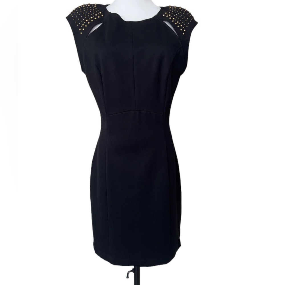 Marciano Black Studded Cap Sleeves Bodycon Dress - Size M